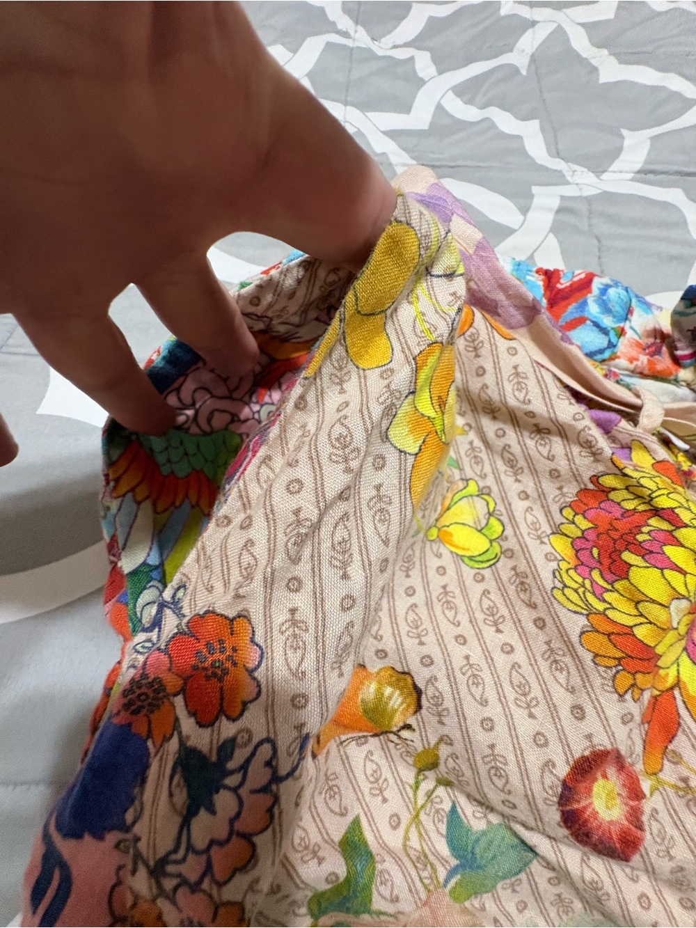 Johnny Was Multicolor Floral Patchwork Tie-Waist Shorts - Picture 6 of 9